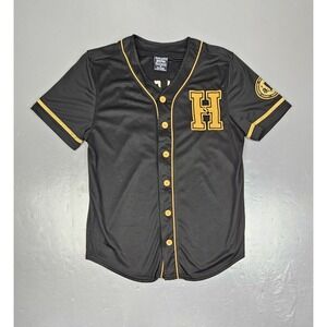 Hufflepuff Harry Potter Baseball Jersey Adult Size Medium Black & Gold Button Up